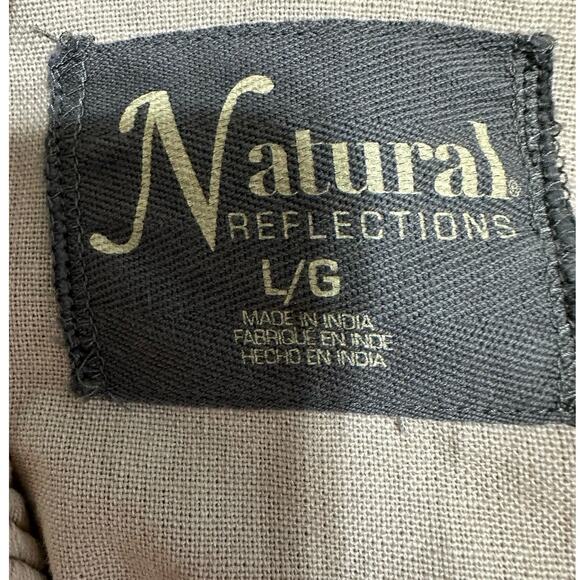 Natural Reflections Tan Embroidered Long Sleeve Cotton Tunic Hoodie Size L - Picture 4 of 7